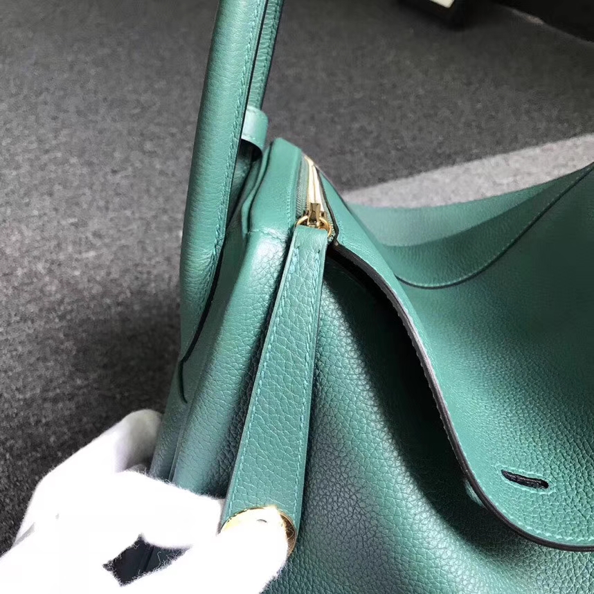 Hermès（爱马仕）Z6 孔雀绿 原厂御用顶级小牛皮 Lindy 30 金扣