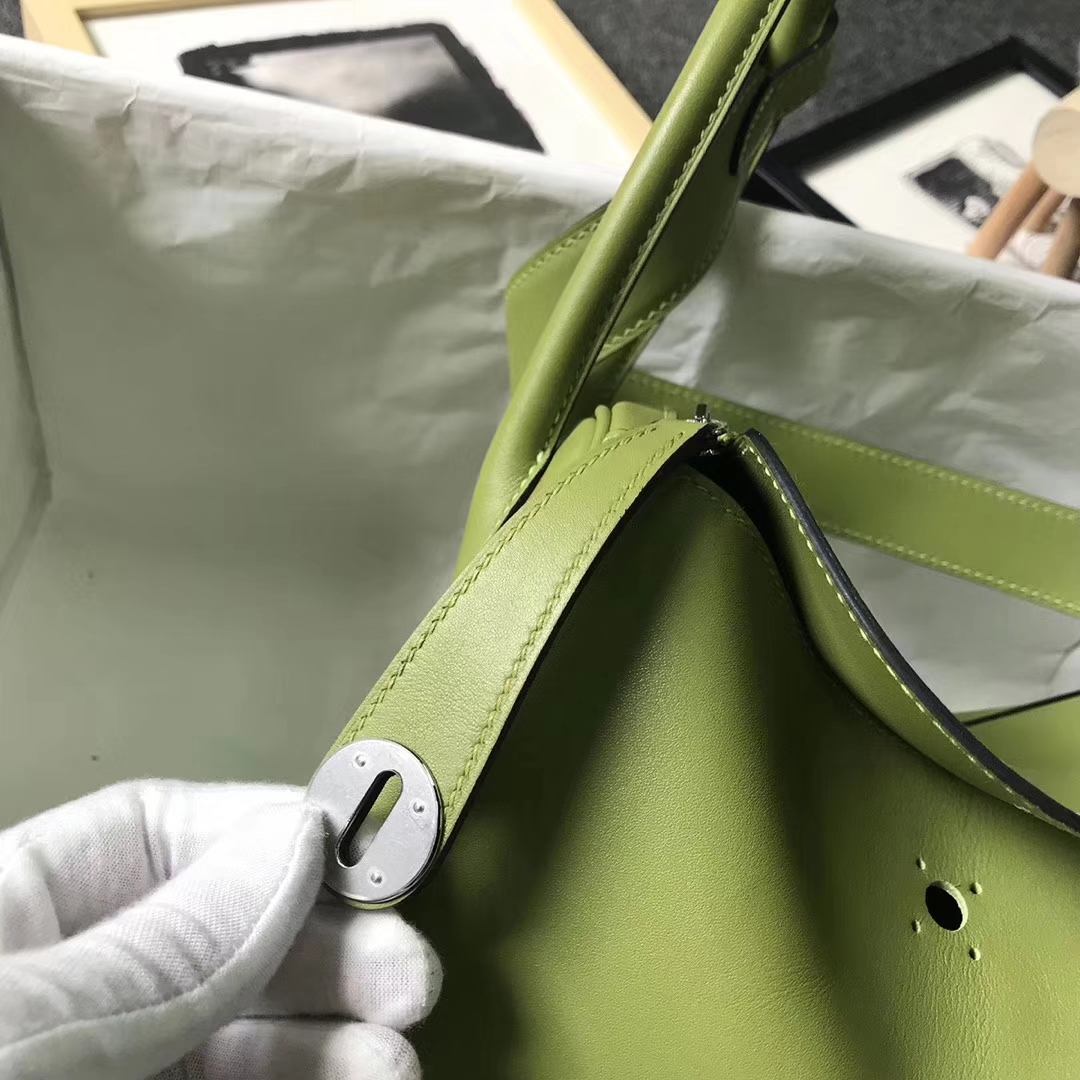 Hermès（爱马仕）6R奇异果绿 原厂御用顶级Swift 皮 Lindy 30 银扣