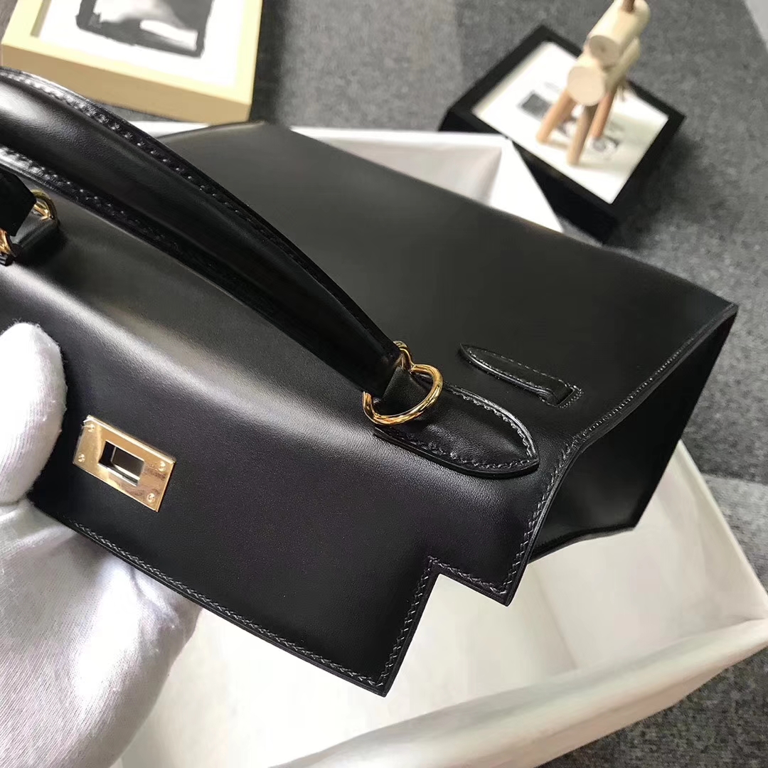Hermès（爱马仕）CK89 黑色 原厂御用顶级Box 皮 Kelly 28 外缝 金扣 现货