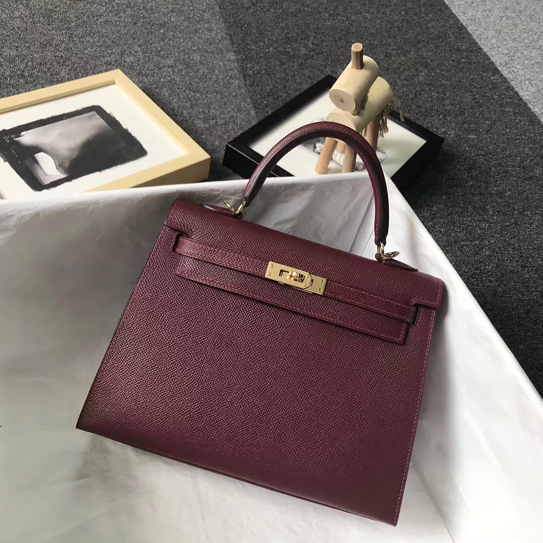 Hermès（爱马仕）爱马仕红 原厂御用顶级Epsom 皮 Kelly 25 外缝 金扣