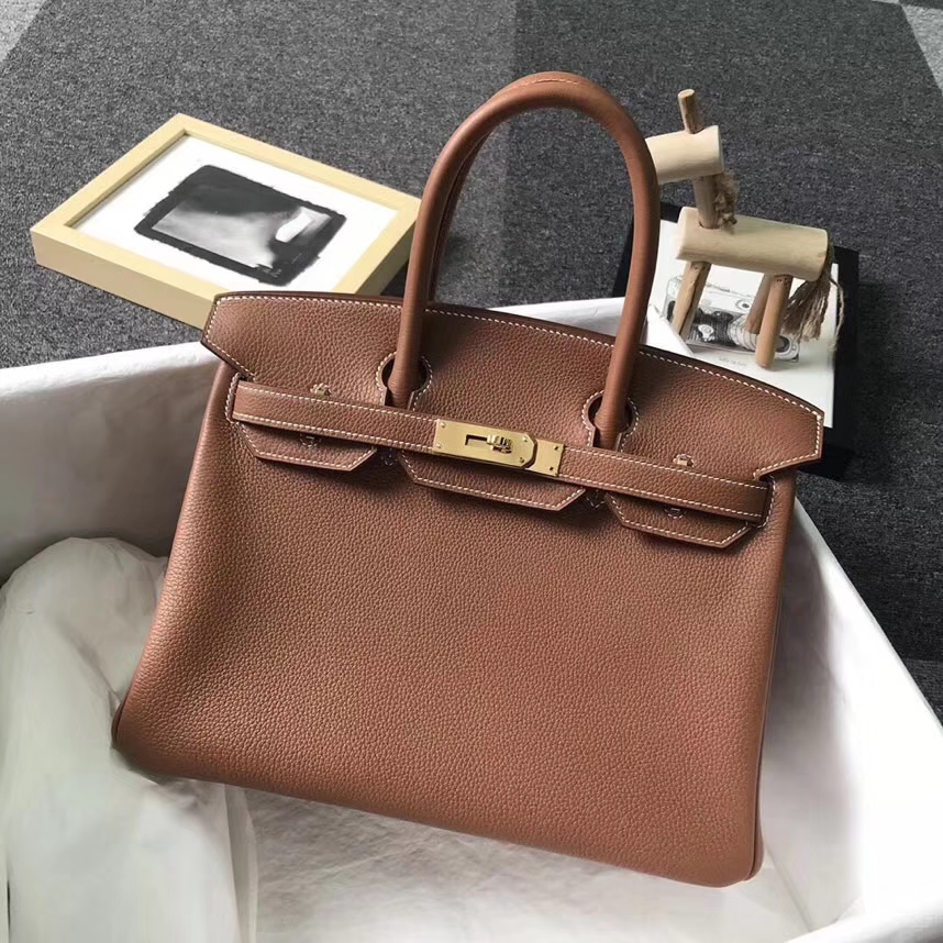 Hermès（爱马仕）金棕色 原厂御用顶级小牛皮 Birkin 30 金扣  银扣 现货