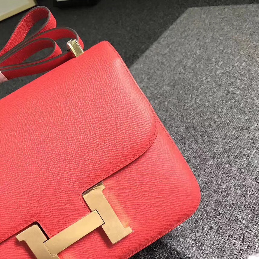 Hermès（爱马仕）S5 番茄红 原厂御用顶级Epsom 皮 Constance 24 金扣 现货