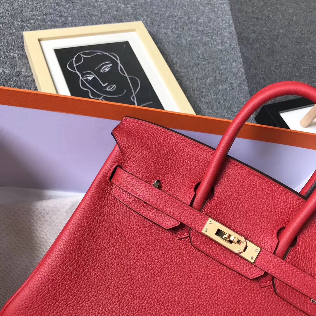 Hermès（爱马仕）Q5 糖果红 原厂御用顶级小牛皮 Birkin 25 金扣 现货