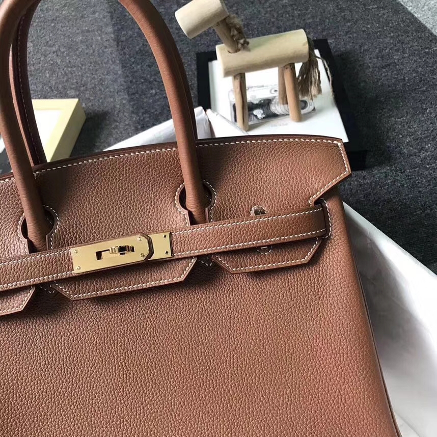 Hermès（爱马仕）金棕色 原厂御用顶级小牛皮 Birkin 30 金扣  银扣 现货