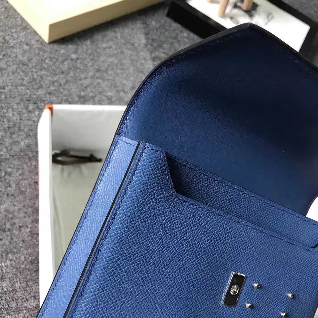Hermès（爱马仕）R2 玛瑙蓝 原厂御用顶级Epsom 皮 Verrou 插销包