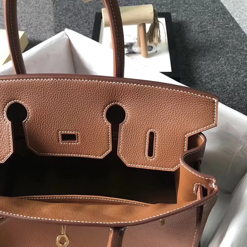 Hermès（爱马仕）金棕色 原厂御用顶级小牛皮 Birkin 30 金扣  银扣 现货