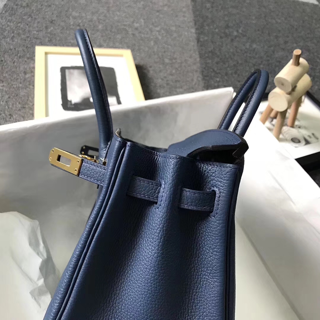 Hermès（爱马仕）7K宝石蓝 原厂御用顶级小牛皮 Birkin 25 金扣 现货