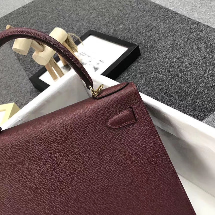 Hermès（爱马仕）爱马仕红 原厂御用顶级Epsom 皮 Kelly 28 外缝 金扣