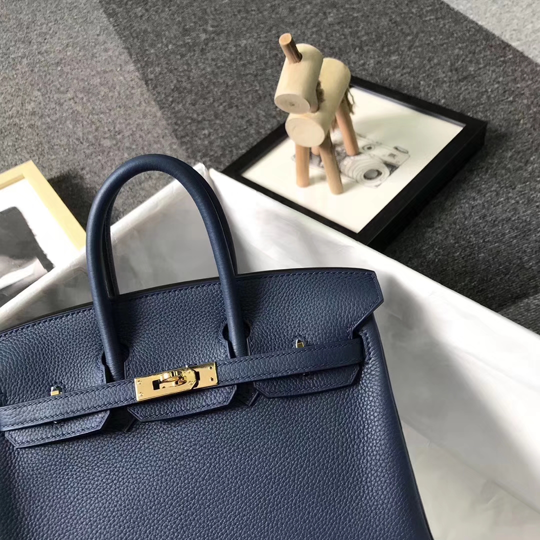 Hermès（爱马仕）7K宝石蓝 原厂御用顶级小牛皮 Birkin 25 金扣 现货
