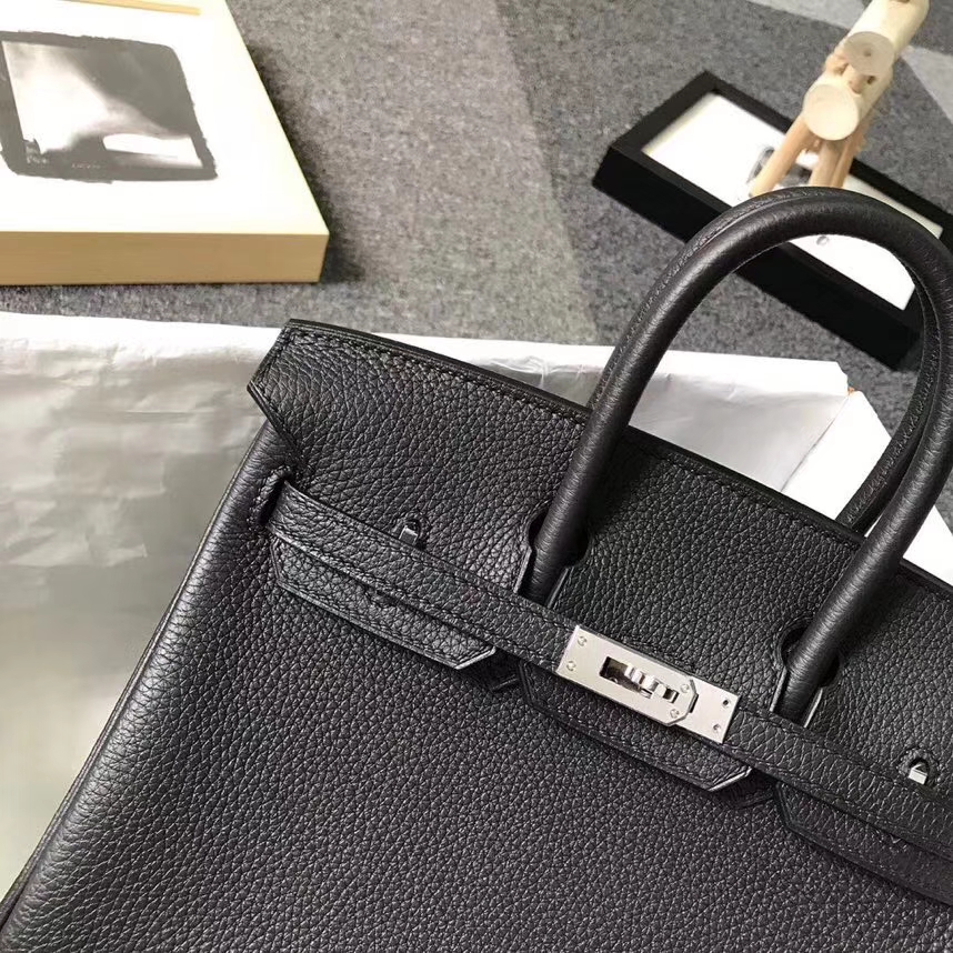 Hermès（爱马仕）黑色 原厂御用顶级小牛皮 Birkin 25 金扣 银扣 现货