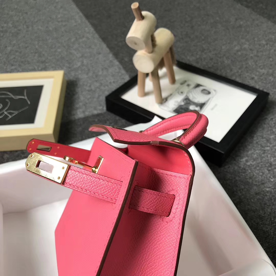 Hermès（爱马仕）8W新唇膏粉 原厂御用顶级Epsom 皮  Mini Kelly 二代 金扣 现货