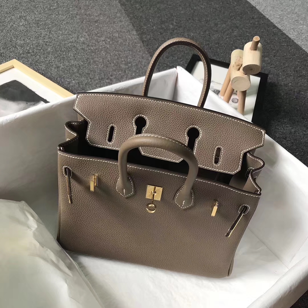 Hermès（爱马仕）CK18 大象灰 原厂御用顶级小牛皮 Birkin 25 金扣