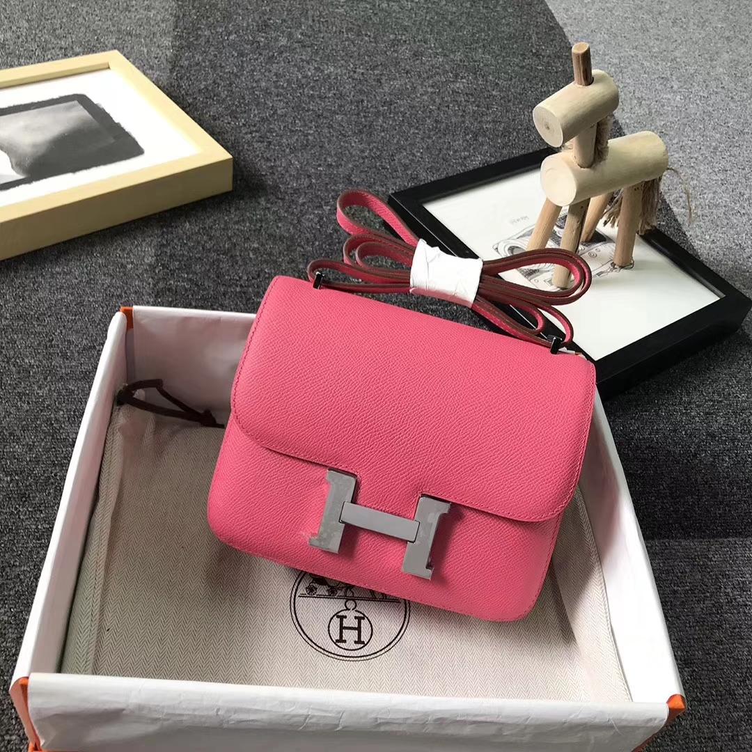 Hermès（爱马仕）8W新唇膏粉 原厂御用顶级Epsom 皮 Constance 19 银扣 现货