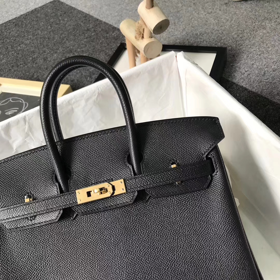 Hermès（爱马仕）黑色 原厂御用顶级Epsom 皮 Birkin 25 金扣 现货