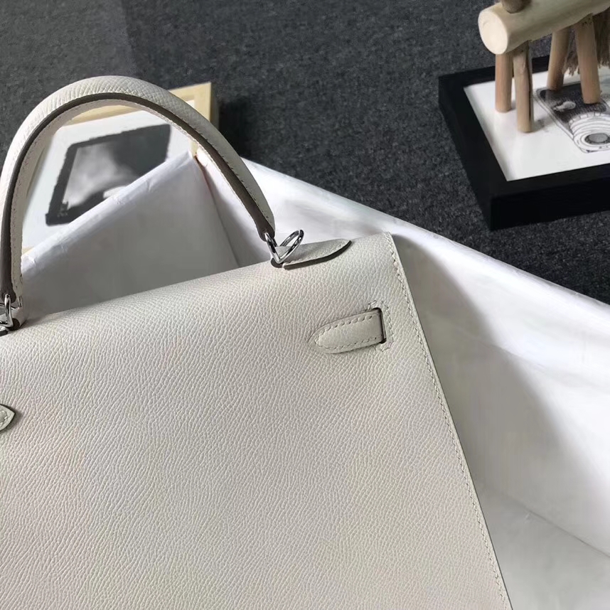 Hermès（爱马仕）奶昔白 原厂御用顶级Epsom 皮 Kelly 25 外缝 银扣 现货
