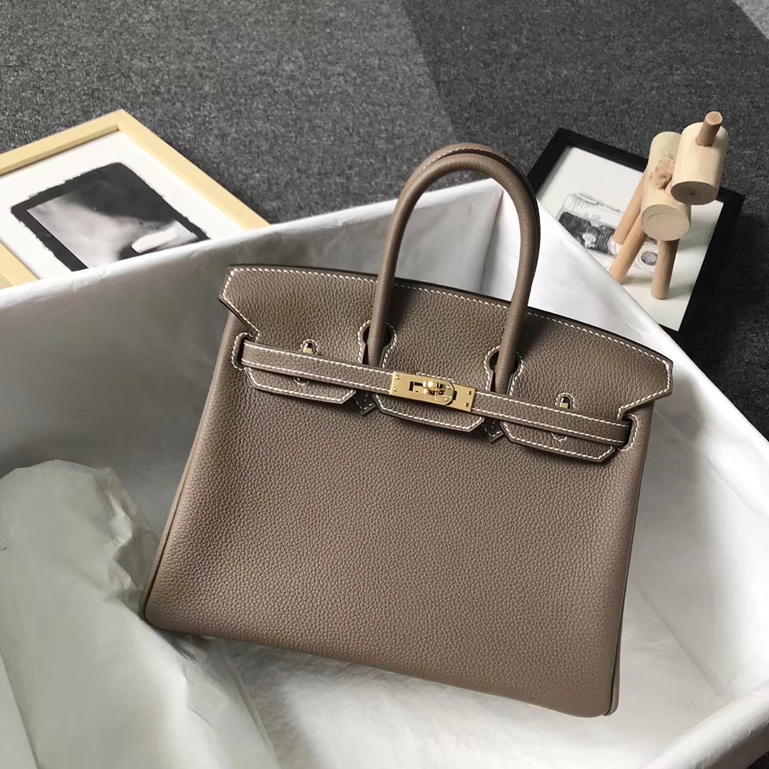 Hermès（爱马仕）CK18 大象灰 原厂御用顶级小牛皮 Birkin 25 金扣