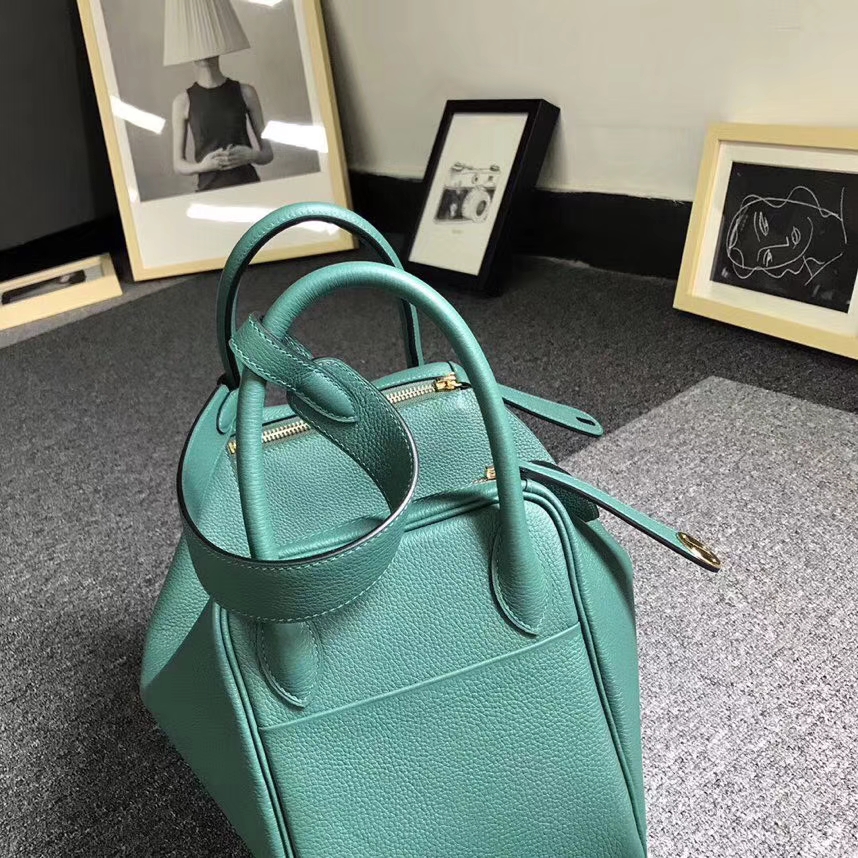 Hermès（爱马仕）Z6 孔雀绿 原厂御用顶级小牛皮 Lindy 30 金扣