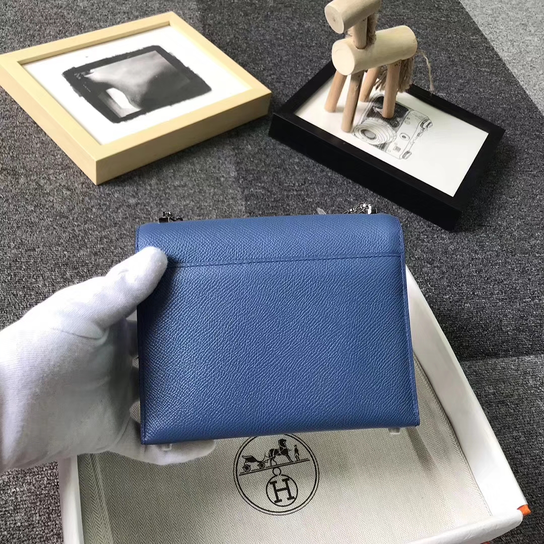 Hermès（爱马仕）R2 玛瑙蓝 原厂御用顶级Epsom 皮 Verrou 插销包