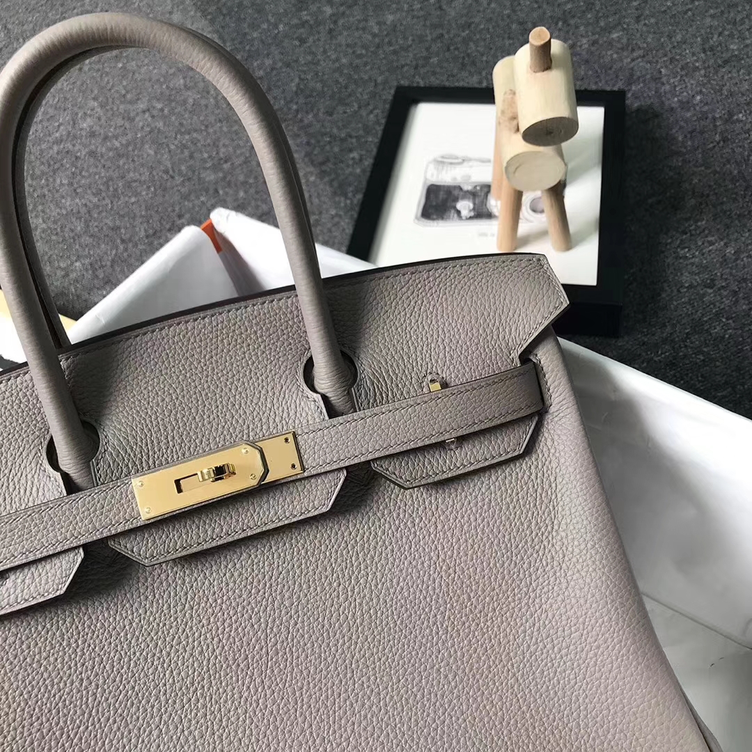 Hermès（爱马仕）M8巴黎灰 沥青灰 原厂御用顶级小牛皮 Birkin 30 金扣 现货