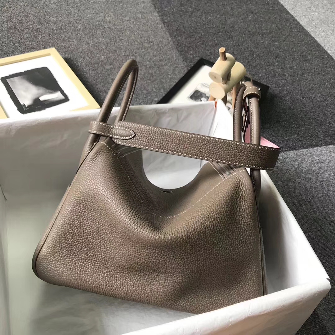 Hermès（爱马仕）CK18大象灰拼3Q新樱花粉 原厂御用顶级TC 皮 Lindy 30 银扣