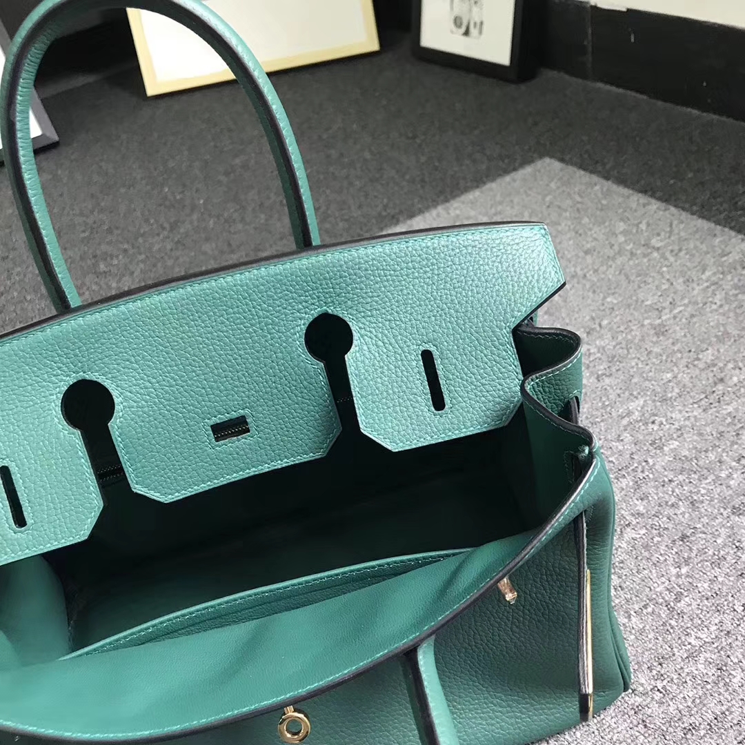 Hermès（爱马仕）孔雀绿 原厂御用顶级小牛皮 Birkin 30 金扣 现货