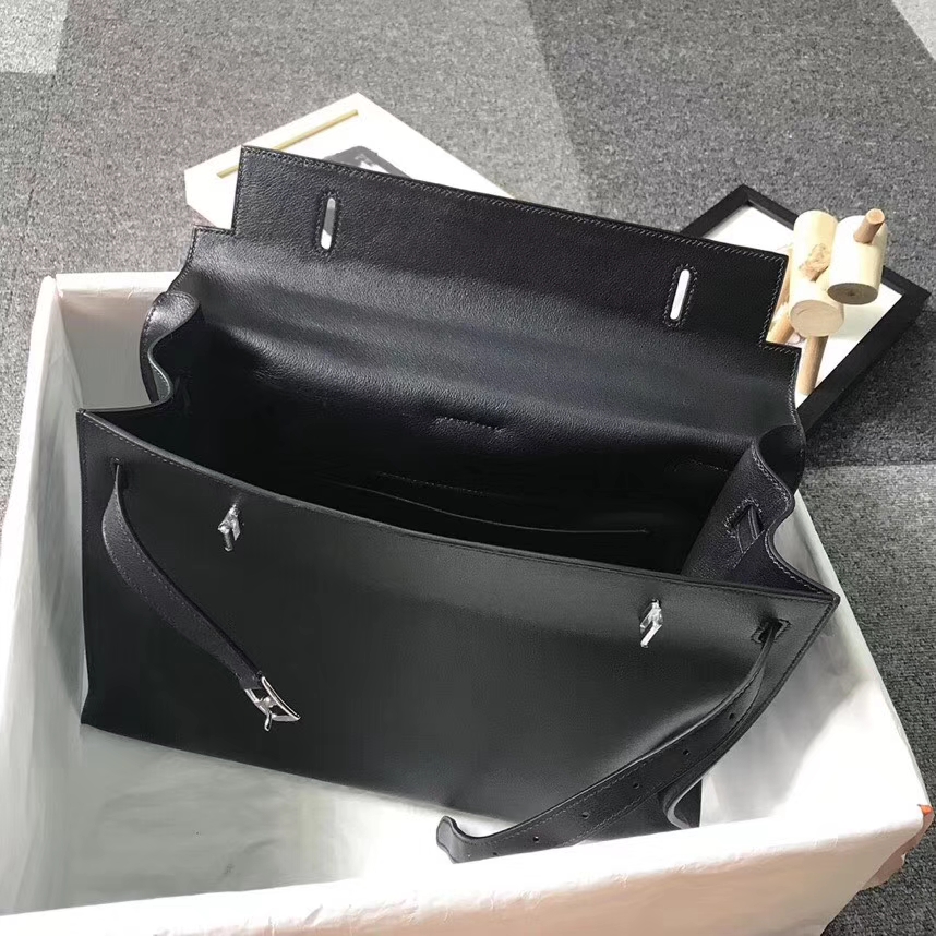 Hermès（爱马仕）黑色 原厂御用顶级Swift 皮 Kelly Flat 35 外缝 现货