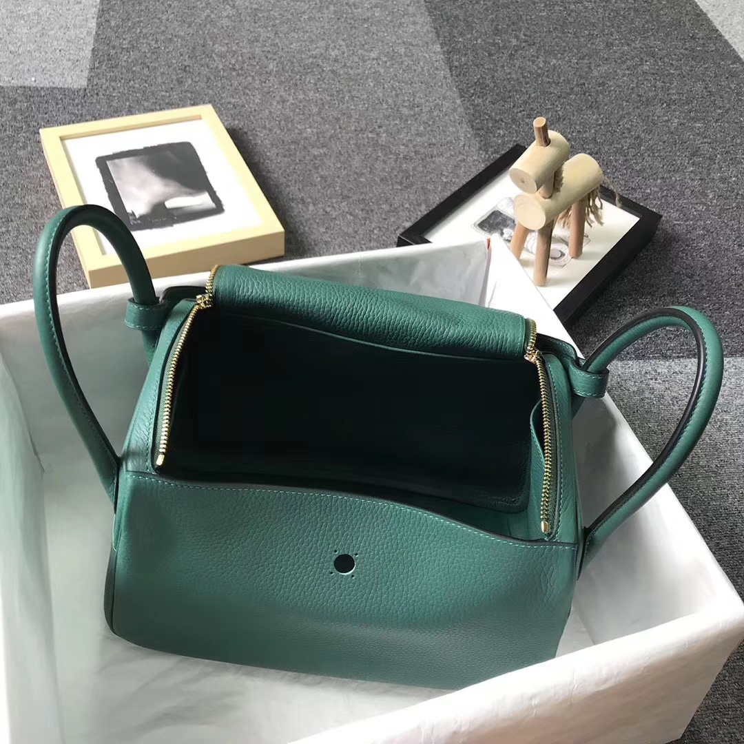 Hermès（爱马仕）Z6孔雀绿 原厂御用顶级TC 皮 Lindy 30 金扣