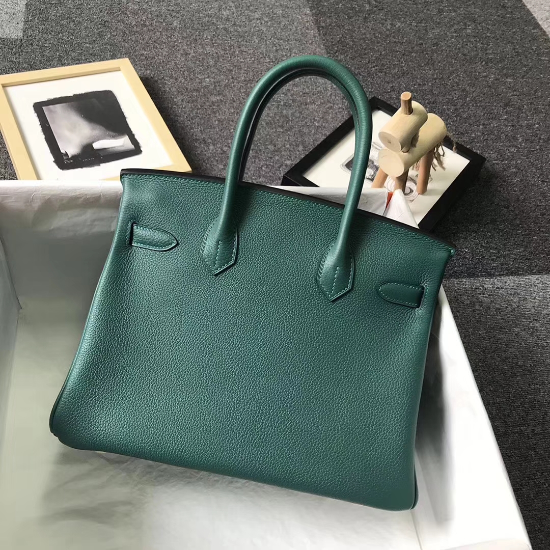 Hermès（爱马仕）Z6孔雀绿 原厂御用顶级小牛皮 Birkin 30 金扣