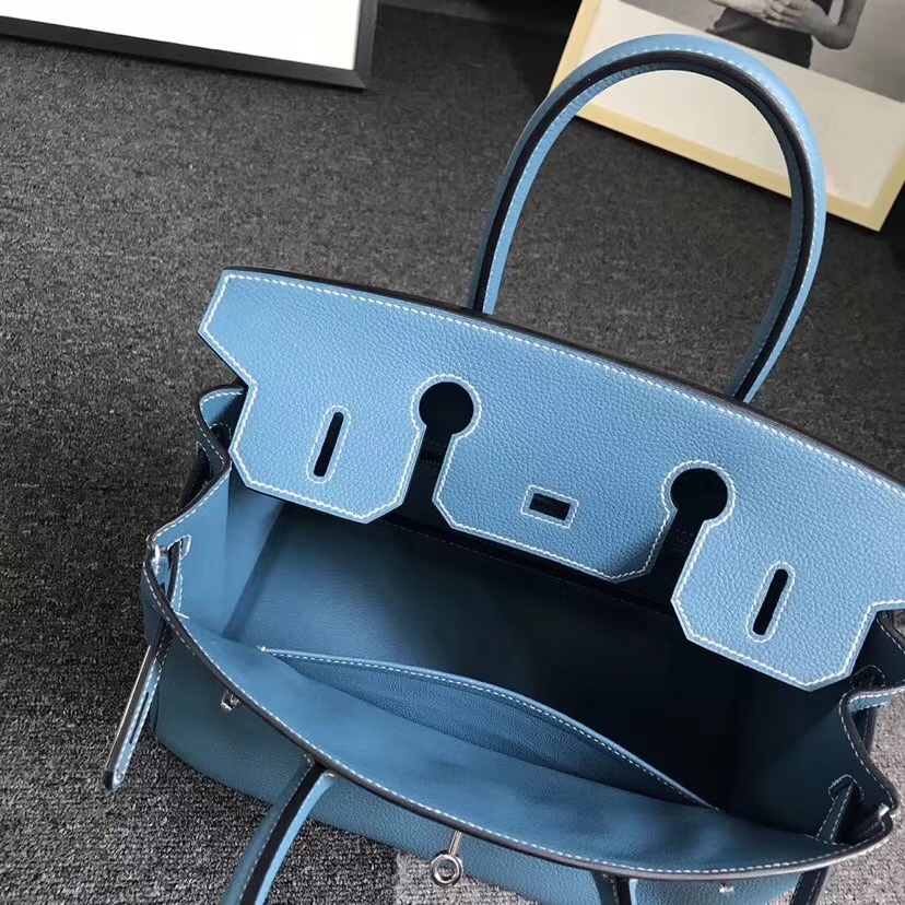 Hermès（爱马仕）牛仔蓝 togo小牛皮 Birkin30 银扣 全手工 现货