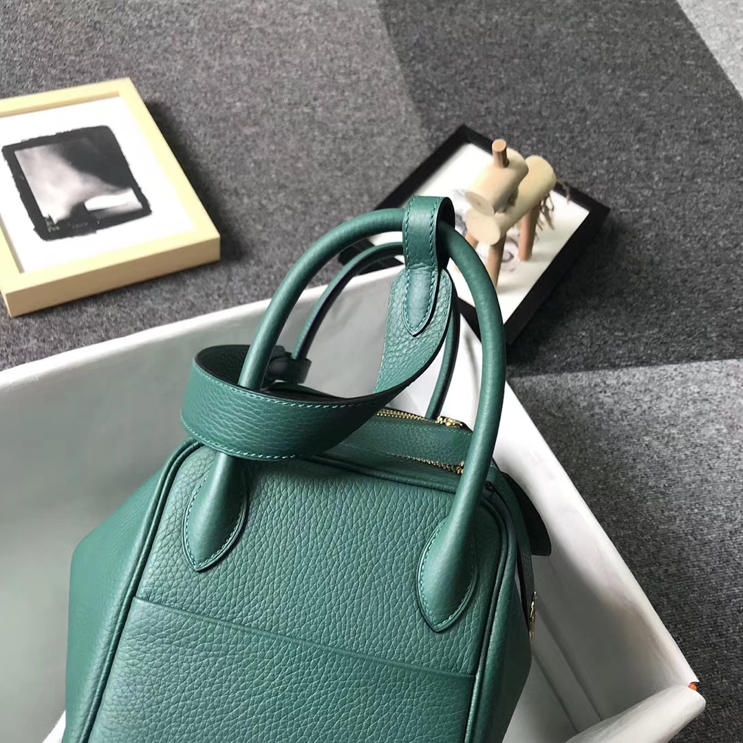 Hermès（爱马仕）Z6孔雀绿 原厂御用顶级TC 皮 Lindy 30 金扣