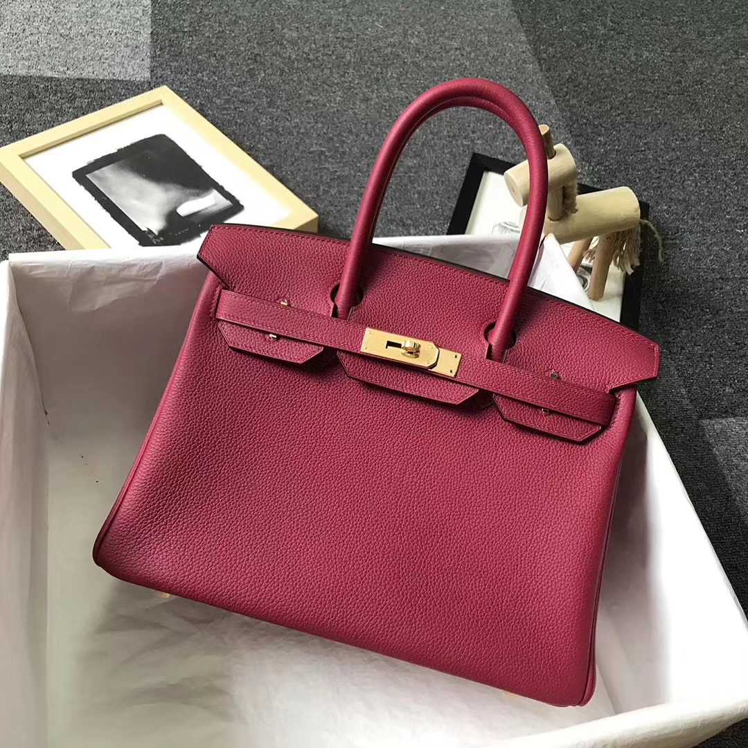 Hermès（爱马仕）K1 石榴红 原厂御用顶级小牛皮 Birkin 30 金扣 银扣 现货