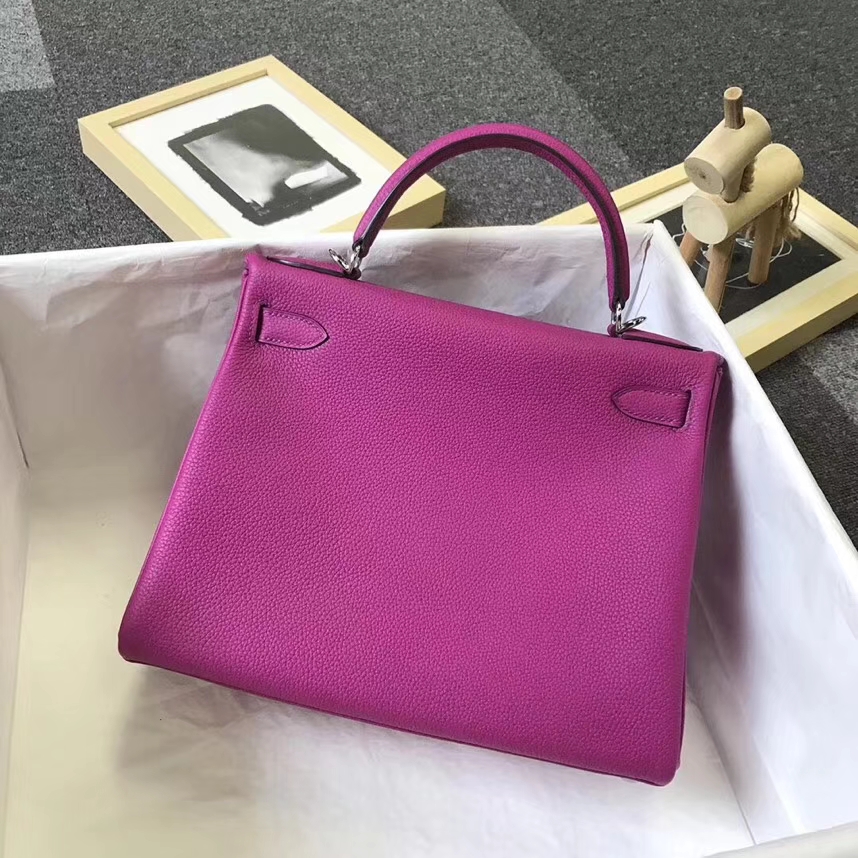 Hermès（爱马仕）L3枚紫色 原厂御用顶级小牛皮 Kelly 28 银扣