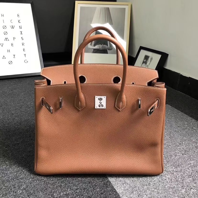Hermès（爱马仕）金棕色 原厂御用顶级小牛皮 Birkin 35 金扣 银扣 现货