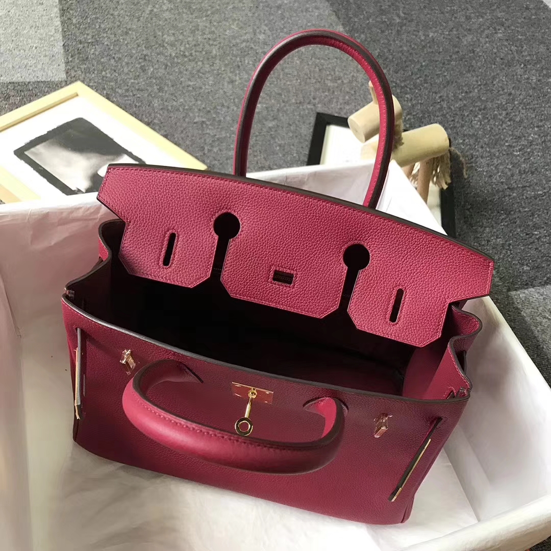 Hermès（爱马仕）K1 石榴红 原厂御用顶级小牛皮 Birkin 30 金扣 银扣 现货