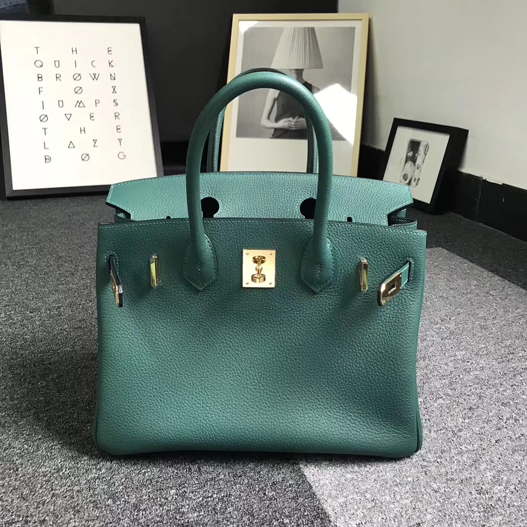 Hermès（爱马仕）孔雀绿 原厂御用顶级小牛皮 Birkin 30 金扣 现货