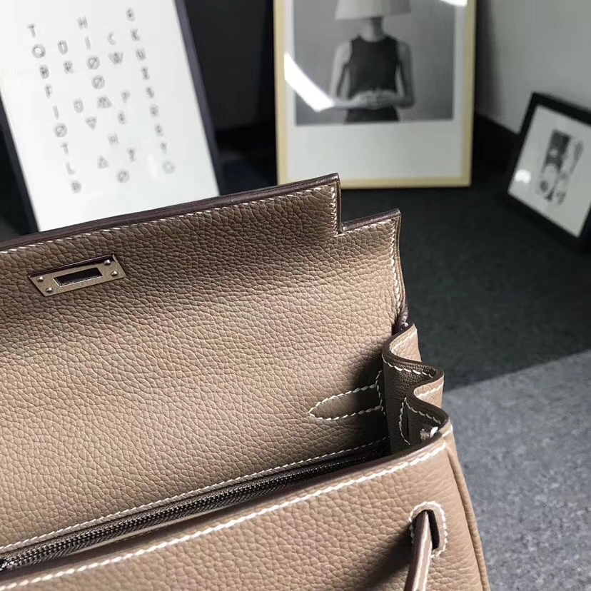 Hermès（爱马仕）CK18 大象灰 原厂御用顶级小牛皮 Kelly 25 银扣