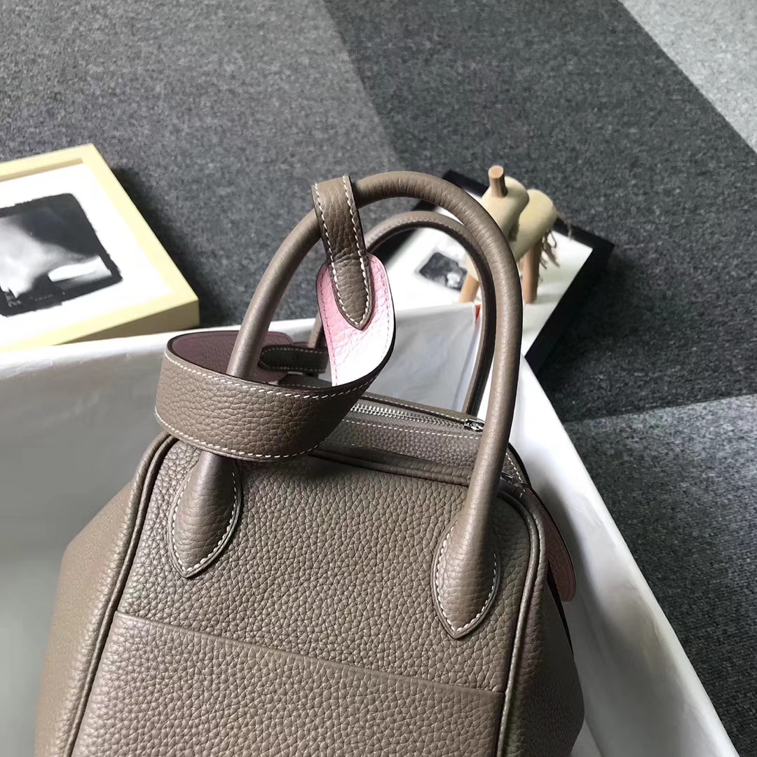 Hermès（爱马仕）CK18大象灰拼3Q新樱花粉 原厂御用顶级TC 皮 Lindy 30 银扣