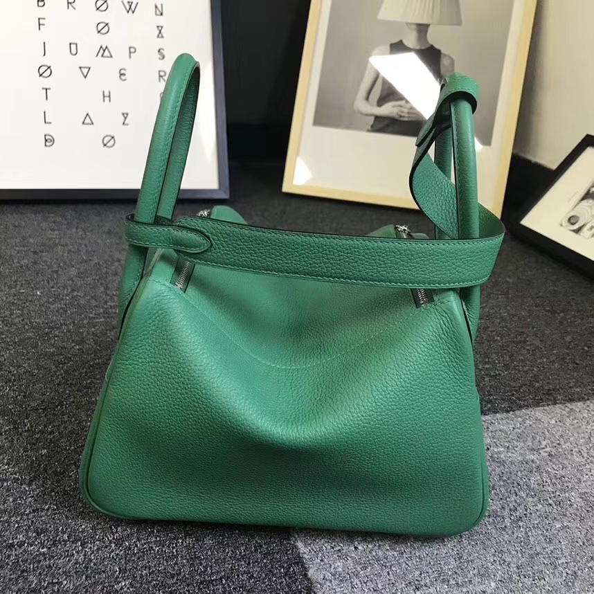Hermès（爱马仕）U4 丝绒绿 原厂御用顶级小牛皮 Lindy 26 银扣