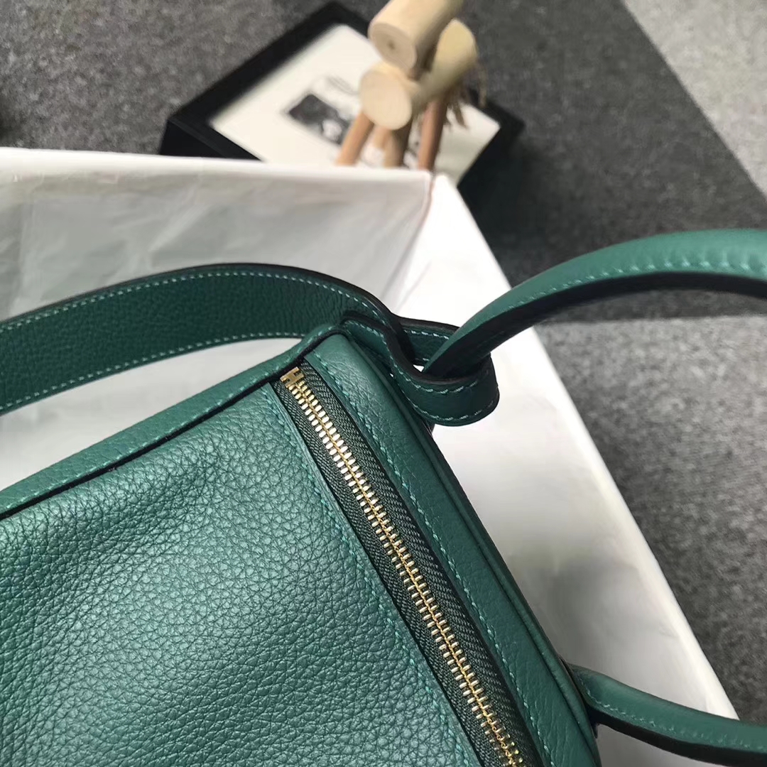 Hermès（爱马仕）Z6孔雀绿 原厂御用顶级小牛皮 Lindy 26 金扣