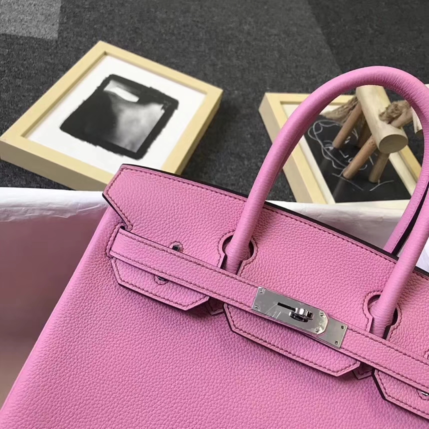 Hermès（爱马仕）5P樱花粉 原厂御用顶级小牛皮 Birkin 30 银扣