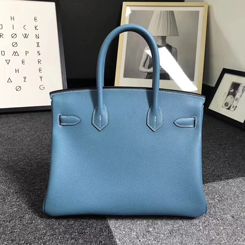 Hermès（爱马仕）牛仔蓝 togo小牛皮 Birkin30 银扣 全手工 现货