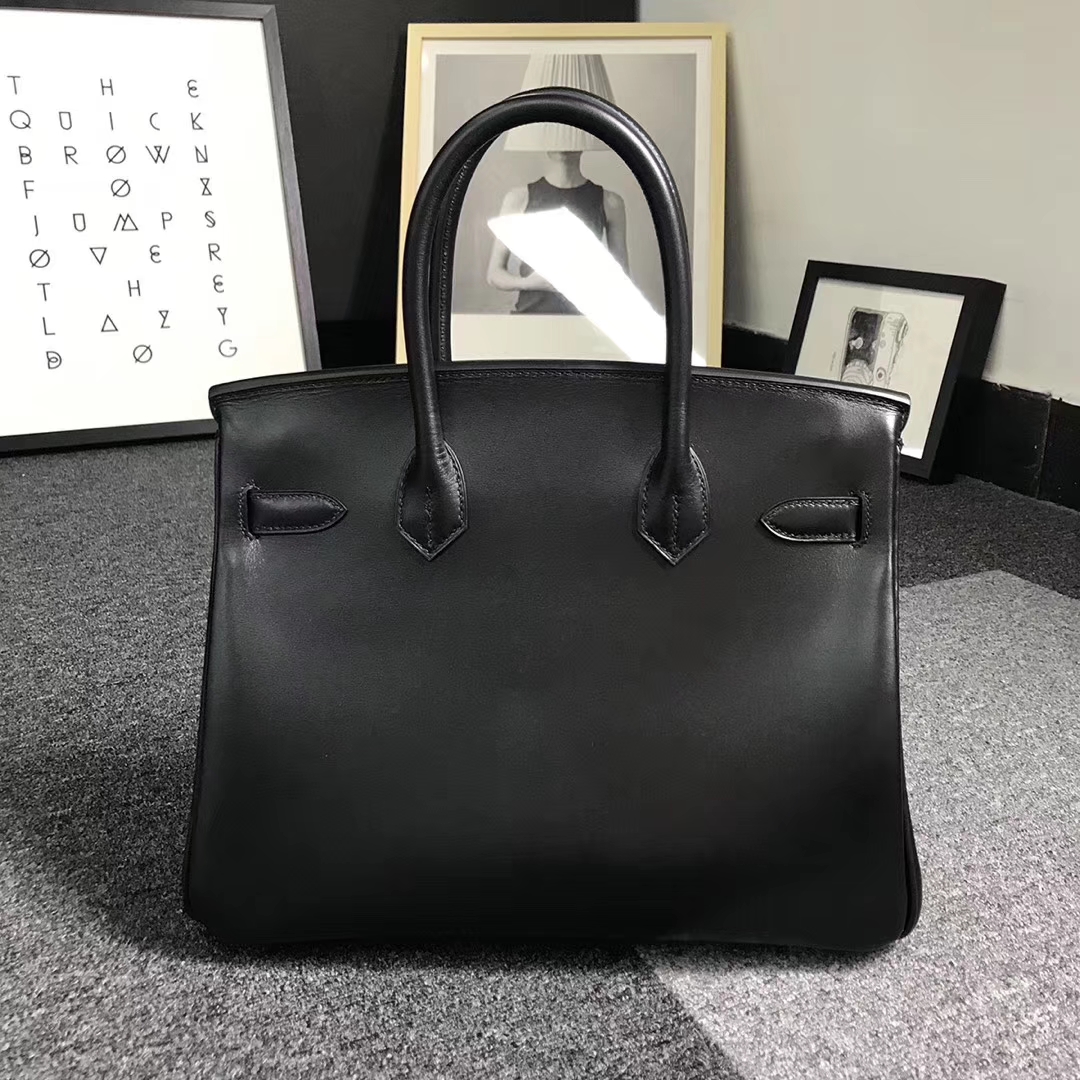 Hermès（爱马仕）黑色 原厂御用顶级Box 皮 Birkin 30 黑色扣 So Black