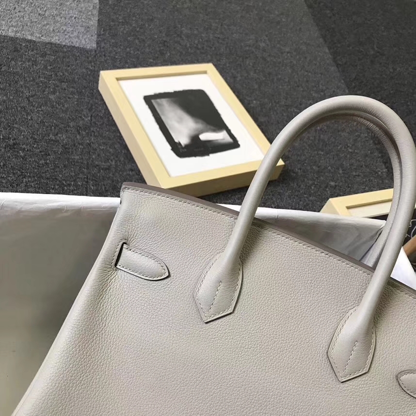 Hermès（爱马仕）C80 珍珠灰 原厂御用顶级小牛皮 Birkin 30 金扣