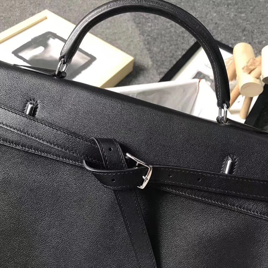 Hermès（爱马仕）黑色 原厂御用顶级Swift 皮 Kelly Flat 35 外缝 现货