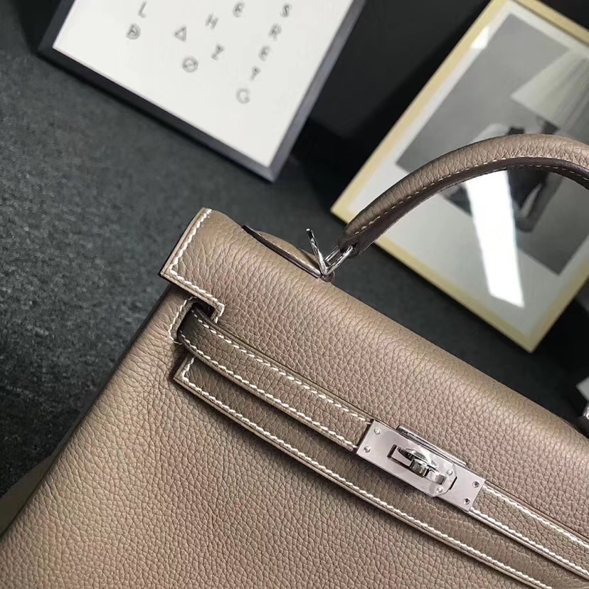 Hermès（爱马仕）CK18 大象灰 原厂御用顶级小牛皮 Kelly 25 银扣