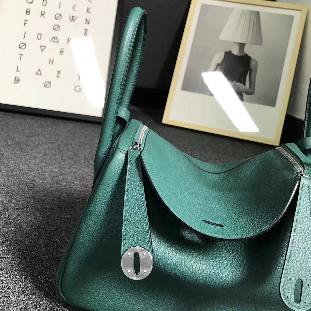 Hermès（爱马仕）Z6 孔雀绿 原厂御用顶级小牛皮 Lindy 26 银扣