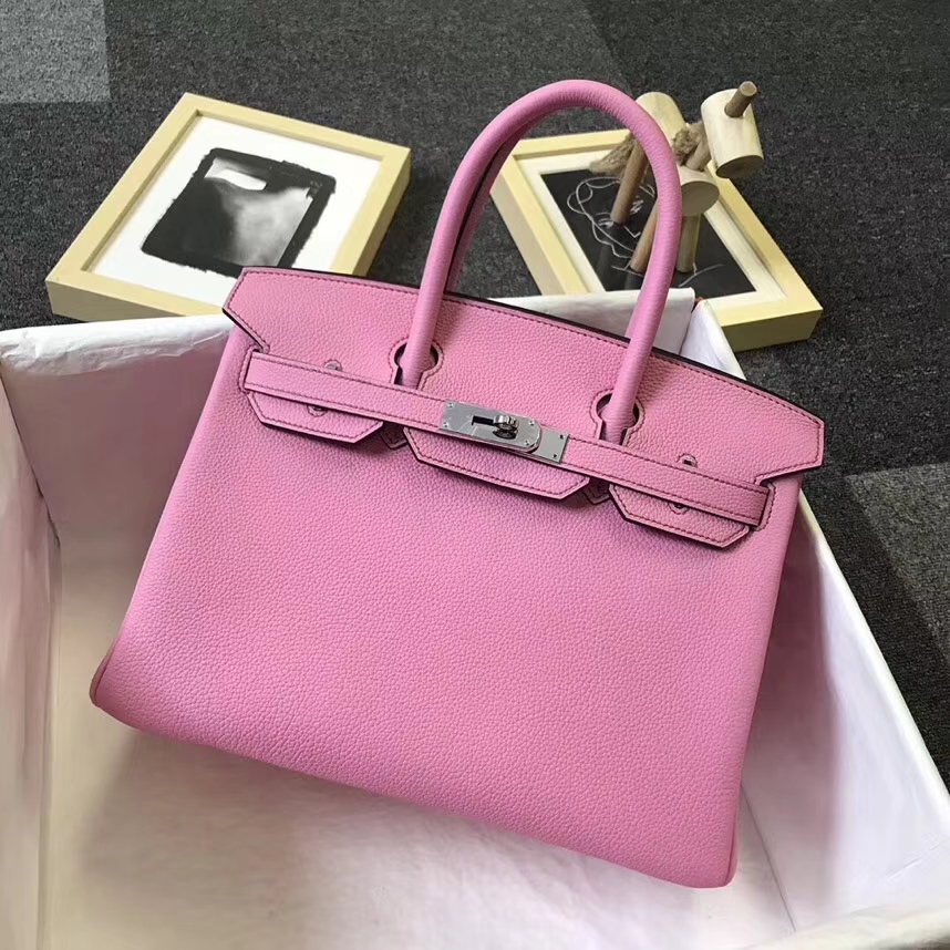 Hermès（爱马仕）5P樱花粉 原厂御用顶级小牛皮 Birkin 30 银扣