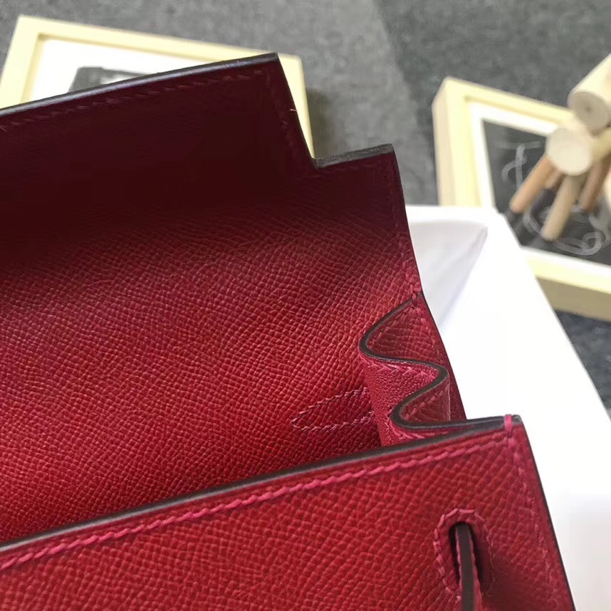 Hermès（爱马仕）Q5 中国红 糖果红 原厂御用顶级Epsom 皮 Kelly 25 外缝 金扣 现货