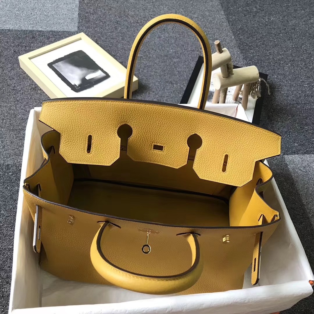Hermès（爱马仕）9D琥珀黄 原厂御用顶级小牛皮 Birkin 35 金扣