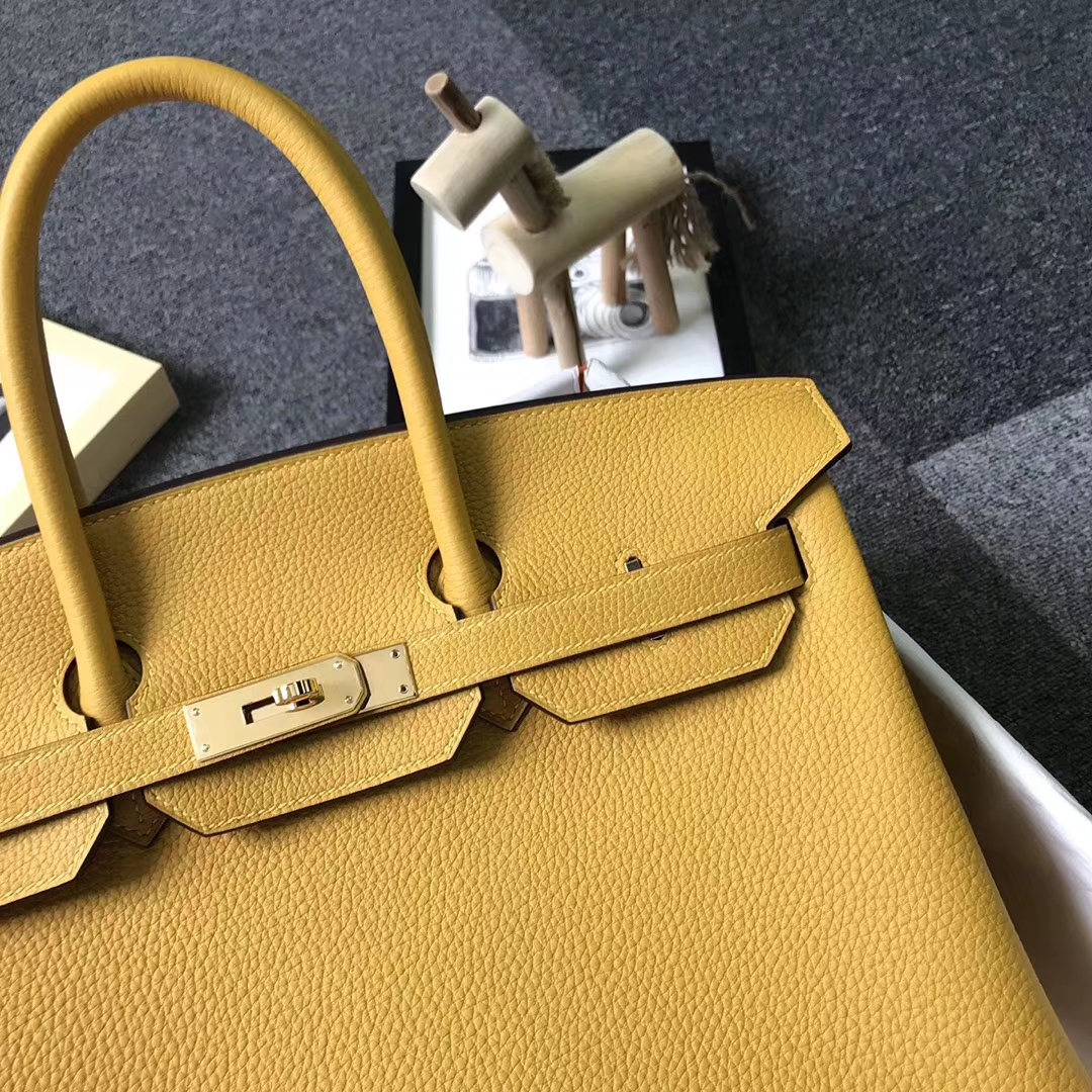 Hermès（爱马仕）9D琥珀黄 原厂御用顶级小牛皮 Birkin 35 金扣